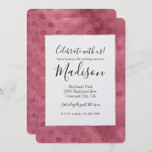 Invitación Labios glitzy rosados