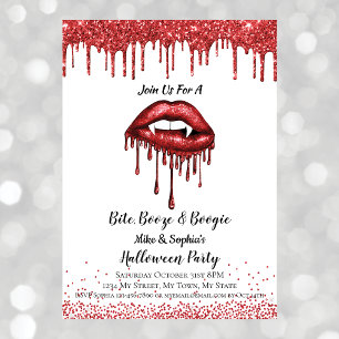 Invitación Labios rojos brillantes de vampiro fiesta de Hallo