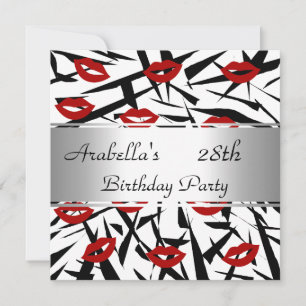Invitación Labios Rojos Negros y Blancos Invitan a Fiesta de