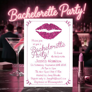 Invitación Labios Rosa Brillante Efecto Brillo Fiesta de Desp