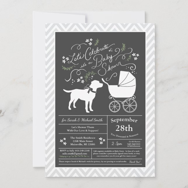 Invitación Laboratorio Neutral de Género de Labrador Baby Sho (Anverso)