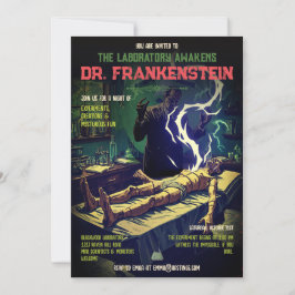 Invitación Laboratorio Retro de Frankenstein Despierta Hallow
