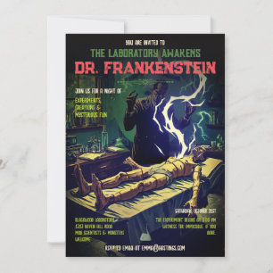 Invitación Laboratorio Retro de Frankenstein Despierta Hallow