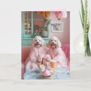 Invitación Labradoodles de moda en salón rosa