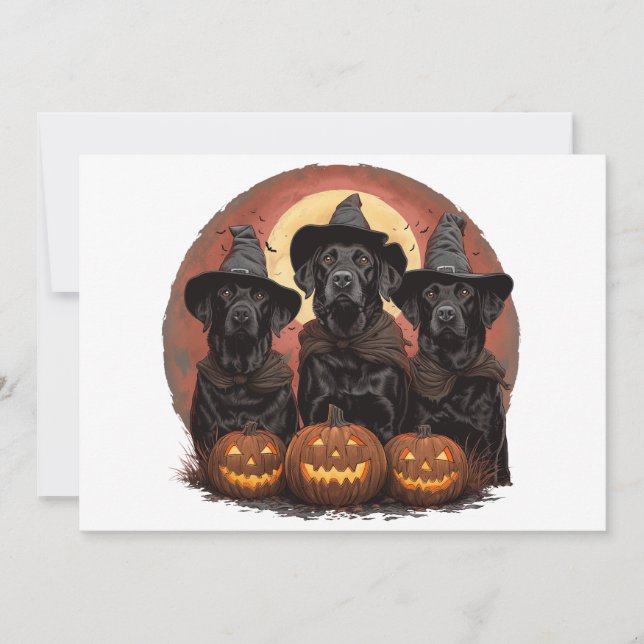 Invitación Labrador de Halloween perro Gorras de brujas (Anverso)