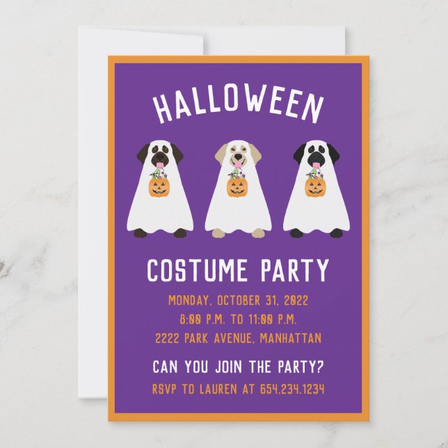 Invitación Labrador del partido de Halloween recupera perros  (Anverso)