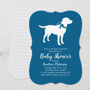 Invitación Labrador Dog Baby Shower Blue Boy Lab