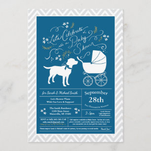 Invitación Labrador Dog Baby Shower Blue Boy Lab