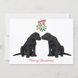 Invitación Labrador negro Mistletoe Cute Perro Cachorro