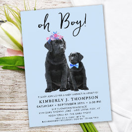 Invitación Labrador negro recuperador perro cachorro azul