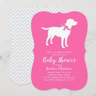Invitación Labrador Perro Baby Shower Lab Chica Rosa