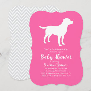 Invitación Labrador Perro Baby Shower Lab Chica Rosa