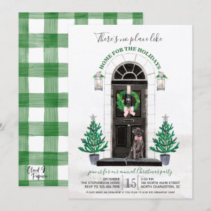 Invitación Labrador recuperador Black Lab Holiday Party