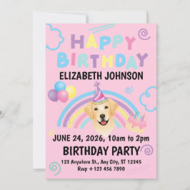 Invitación Labrador Retriever Birthday Invitation Pink