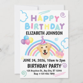 Invitación Labrador Retriever Birthday Invitation White