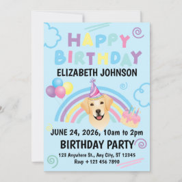 Invitación Labrador Retriever Birthday Party Invitation Blue