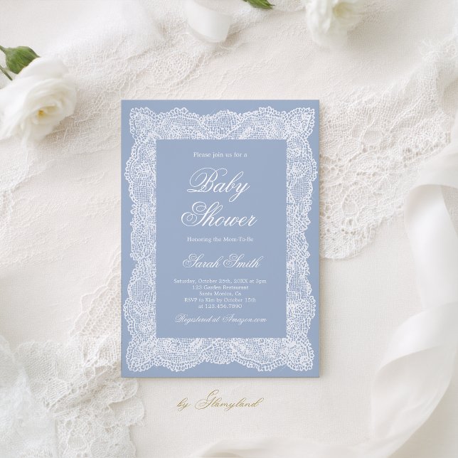Invitación Lace Baby Shower Boy (Subido por el creador)