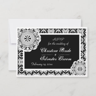 Invitación Lace blanco árabe, rsvp de boda de 3.5"x5"
