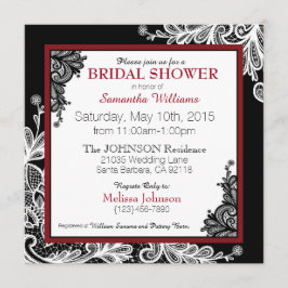 Invitación Lace blanco Gótico moderno negro ducha de novia