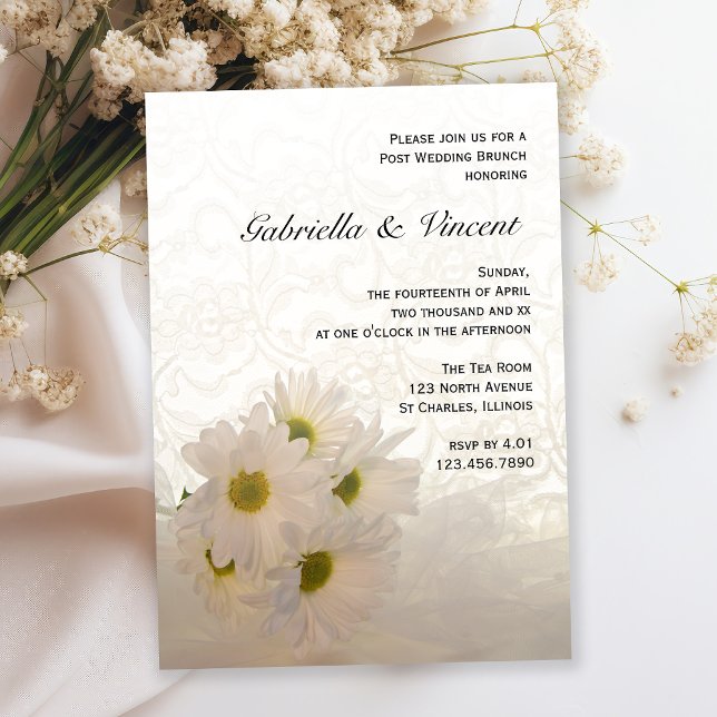 Invitación Lace blanco y Daisies post Boda Brunch (Subido por el creador)