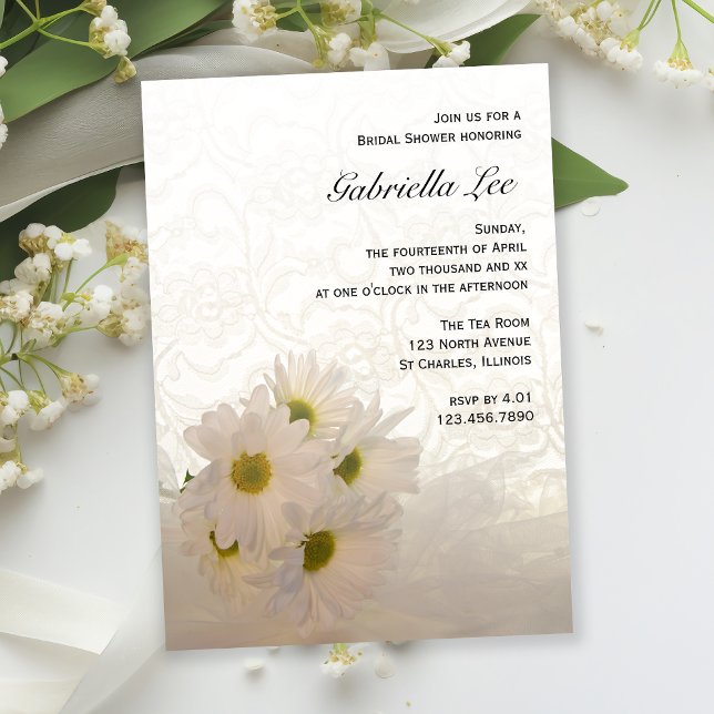 Invitación Lace blanco y ducha de novia de Daisies (Subido por el creador)