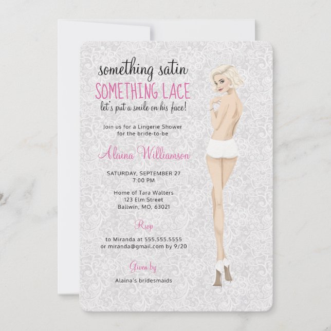 Invitación Lace Bride en Panties Lingerie Shower (Anverso)