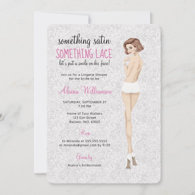 Invitación Lace Bride en Panties Lingerie Shower (Anverso)