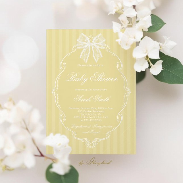 Invitación Lace Butter Yellow Baby Shower (Subido por el creador)