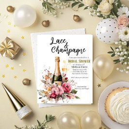 Invitación Lace & Champagne Bridal Shower Invitation
