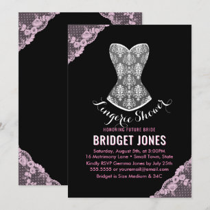 Invitación Lace Corset Lingerie Shower Bridal Party Pink