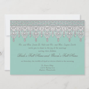 Invitación Lace de gota de lágrima, azul de Aqua claro - Invi