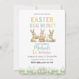 Invitación Lace Easter Egg Hunt Boy First Birthday Invitation