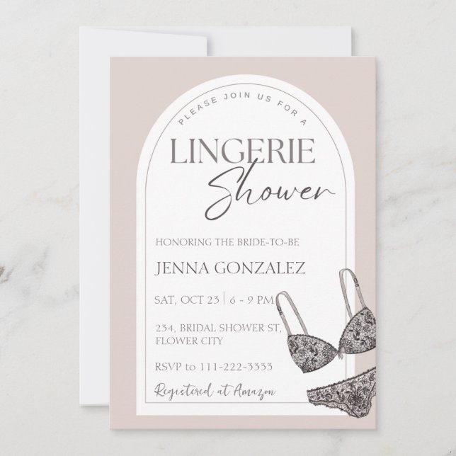 Invitación Lace Lingerie Shower Moderna Bridal Shower (Anverso)