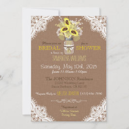 Invitación Lace Mason Jar Sunflower Rústico Bridal Shower