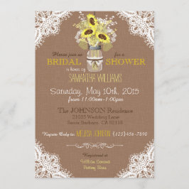 Invitación Lace Mason Jar Sunflower Rústico Bridal Shower