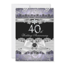 Lace Pearl Bow Silver Purple 40º aniversario