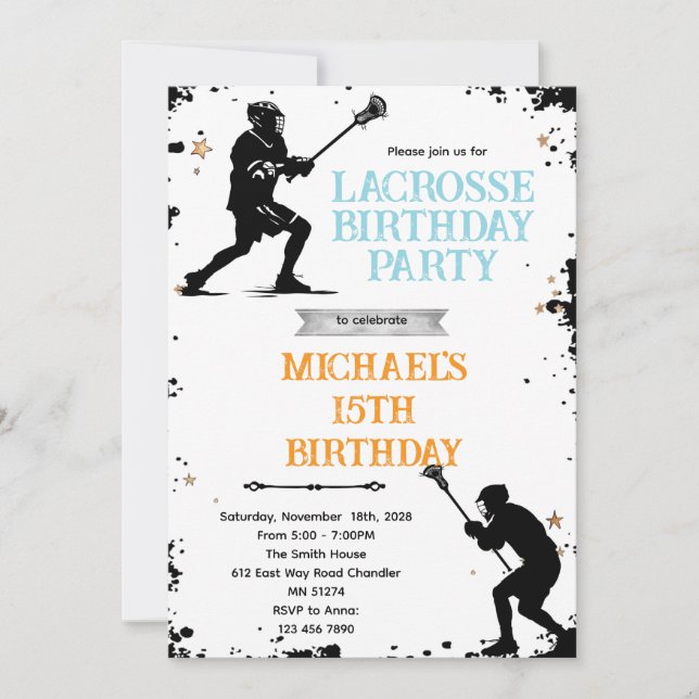 Invitación Lacrosse party invitation (Anverso)