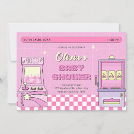 Invitación Lactancia de juego rosa arcade baby