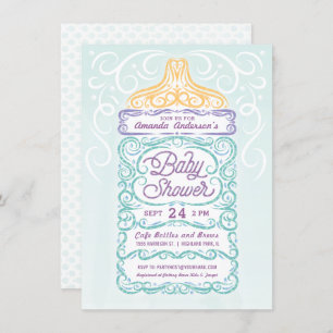 Invitación Lacy Baby Bottle Sexo Neutral Ducha