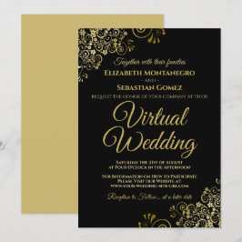 Invitación Lacy Gold Frills sobre el elegante Boda virtual ne