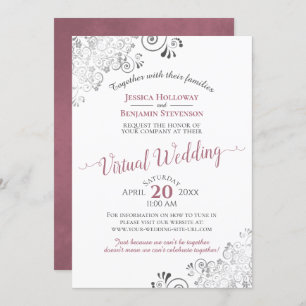 Invitación Lacy Silver Rosa y Boda virtual blanca