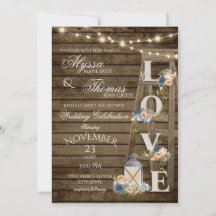 Ladder y Luces Rústicas Boda de amor azul vintage