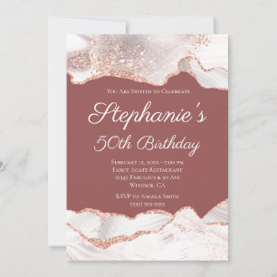 Invitación Ladrillo de cumpleaños número 50 de rosa dorado bl