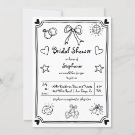 Invitación Ladrillo dibujado a mano de una ducha de novia