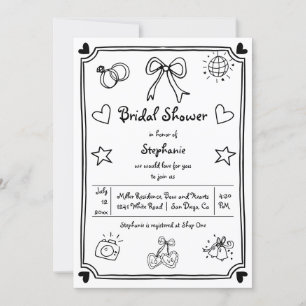 Invitación Ladrillo dibujado a mano de una ducha de novia