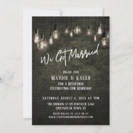 Invitación Ladrillo industrial con luces de Edison Nos Casamo