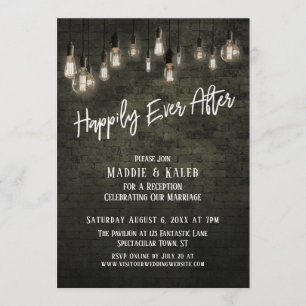 Invitación Ladrillo industrial Edison se ilumina con alegría