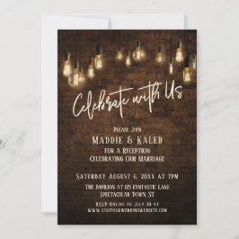 Invitación Ladrillo Industrial Luces Edison Celebran con Noso