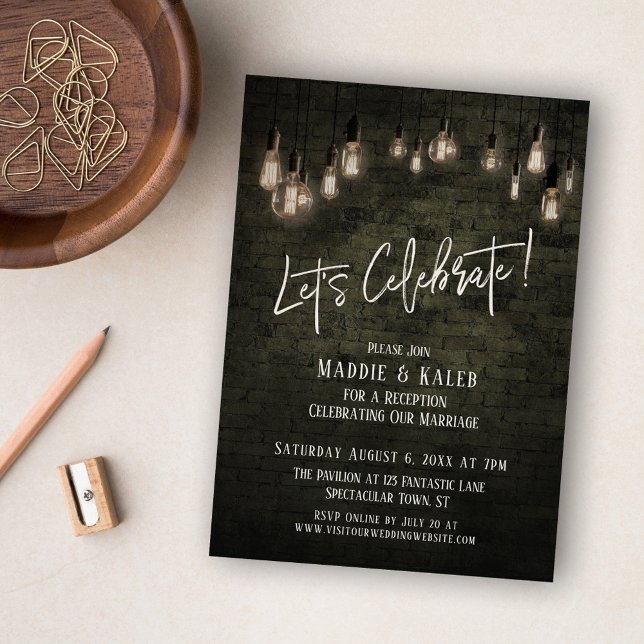 Invitación Ladrillo Industrial y Luces Edison Celebremos (Subido por el creador)