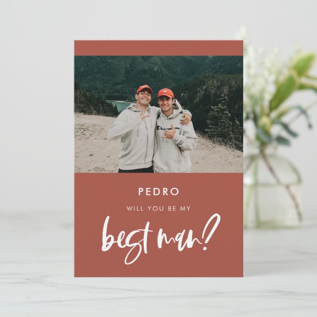 Invitación Ladrillo quemado moderno Mejor carta de fotos prop (Anverso de pie)